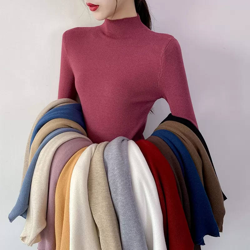 Turtleneck Pullovers Sweaters Primer shirt long sleeve Short Korean Slim-fit tight sweater