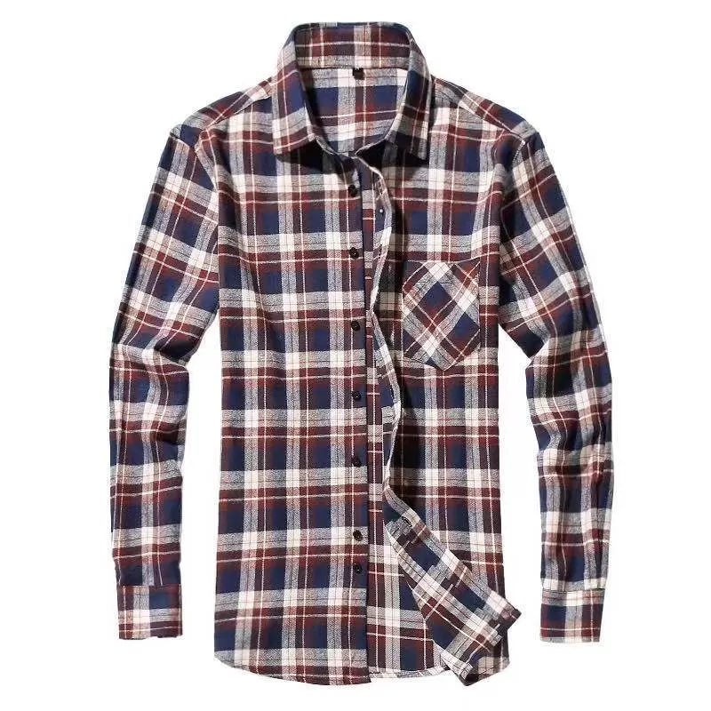 Cotton Mens Flannel Shirt Plaid Vintage Camisa Long Sleeve Plus Size Men's Shirts Casual Style