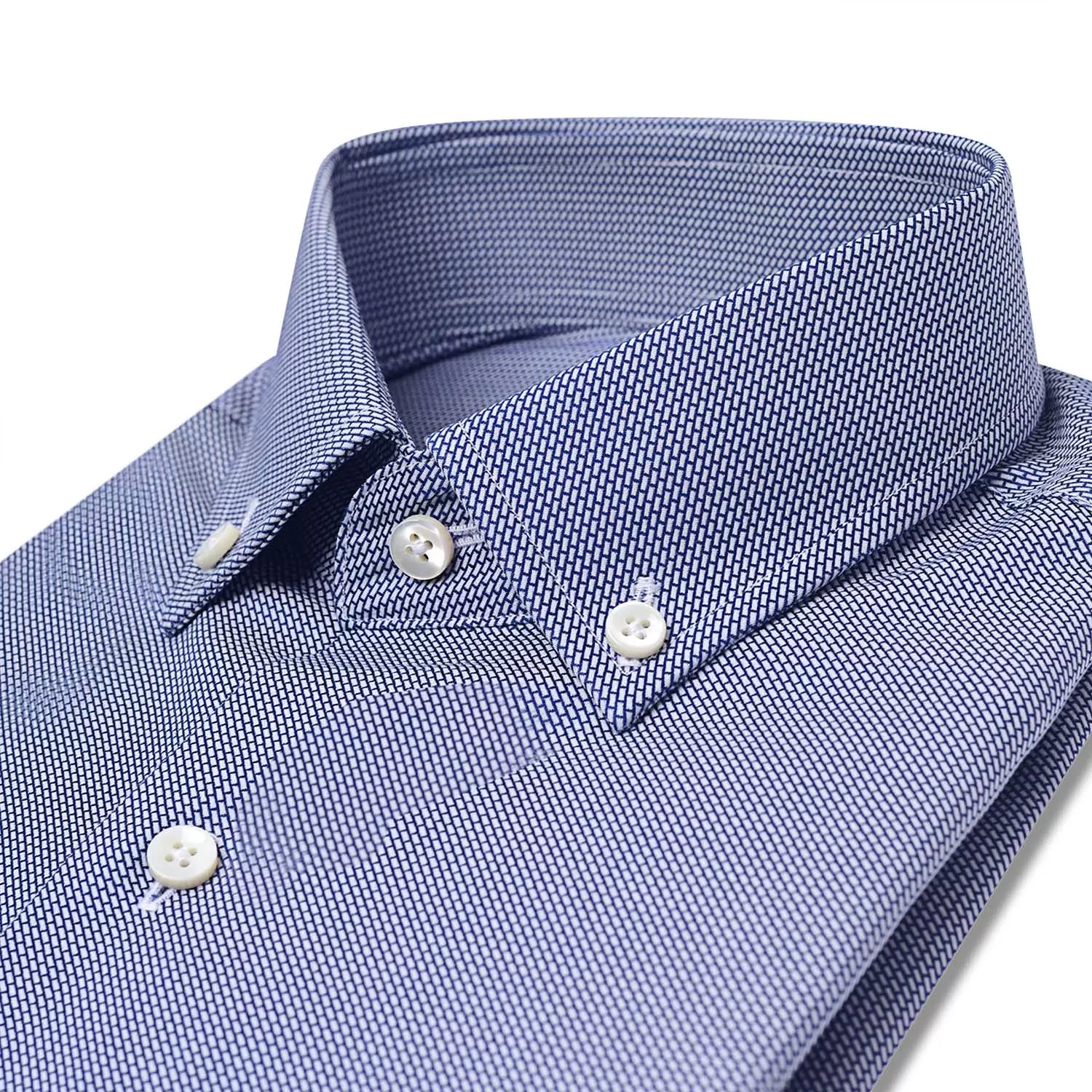 Wholesale Bespoke Men's Dark Blue Button Down Textured Casual Dress Shirt Bangladesh Manufacturer