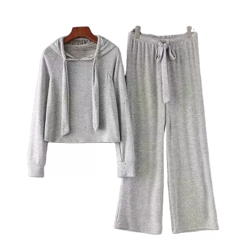 Grey Marl New 2 Piece Sets Lounge Wear Sets For Women Cotton